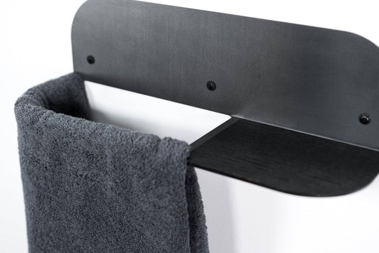 Steel & Wood Towel Rack - Waxed Steel